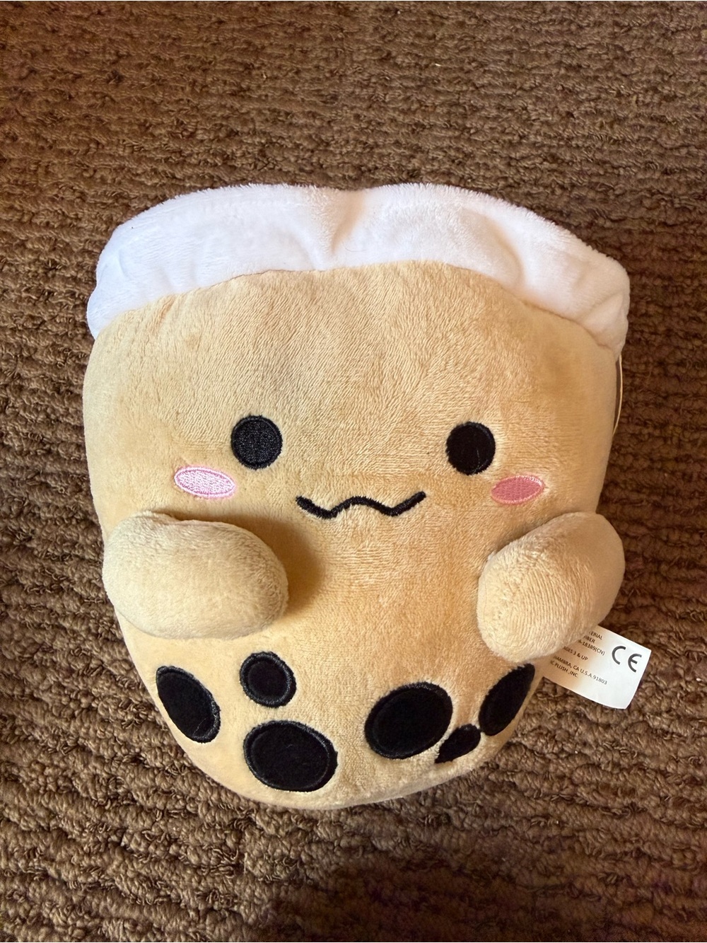 Kawaii Bubble Tea Plush - Tan & White Boba Toy